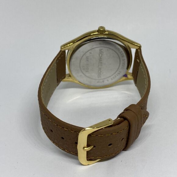 Michael Kors Runway MK3179 Men's Brown Leather Analog Dial Quartz Watch EY663 - Picture 10 of 12
